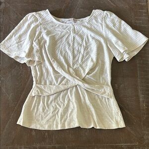 Skies Are Blue Cream Twist Front Blouse